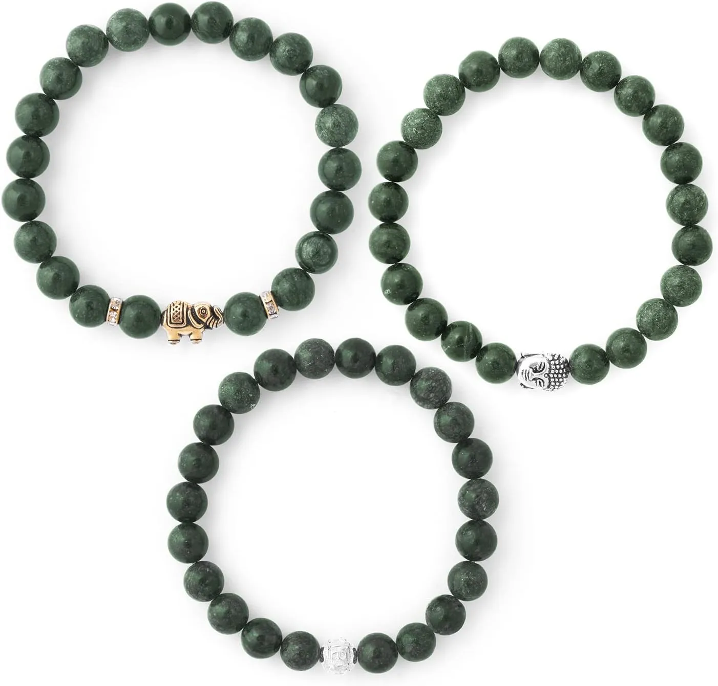 BERGERLIN - Buddha bracelet with genuine 8mm natural stone and lava stone pearls - Real natural stone bracelet - Certified Quality