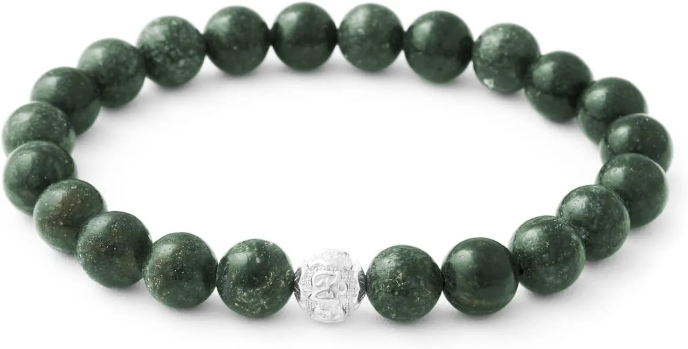 BERGERLIN - Real natural stone bracelet with 925 Sterling silver pearl and genuine 8mm natural stone pearls - Certified Quality