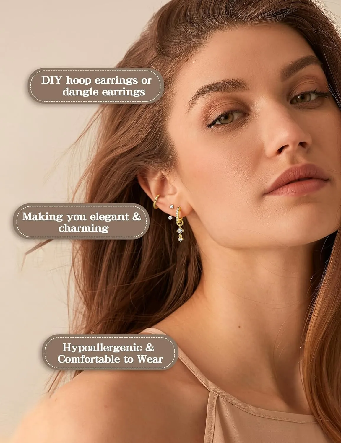 Besteel Small Gold Hoop Earrings for Women ?C Hypoallergenic 14K Gold Plated Hoops Cartilage Earring Sets for Multiple Piercing Dainty Silver Huggie Stud Earring Stacks with Charm