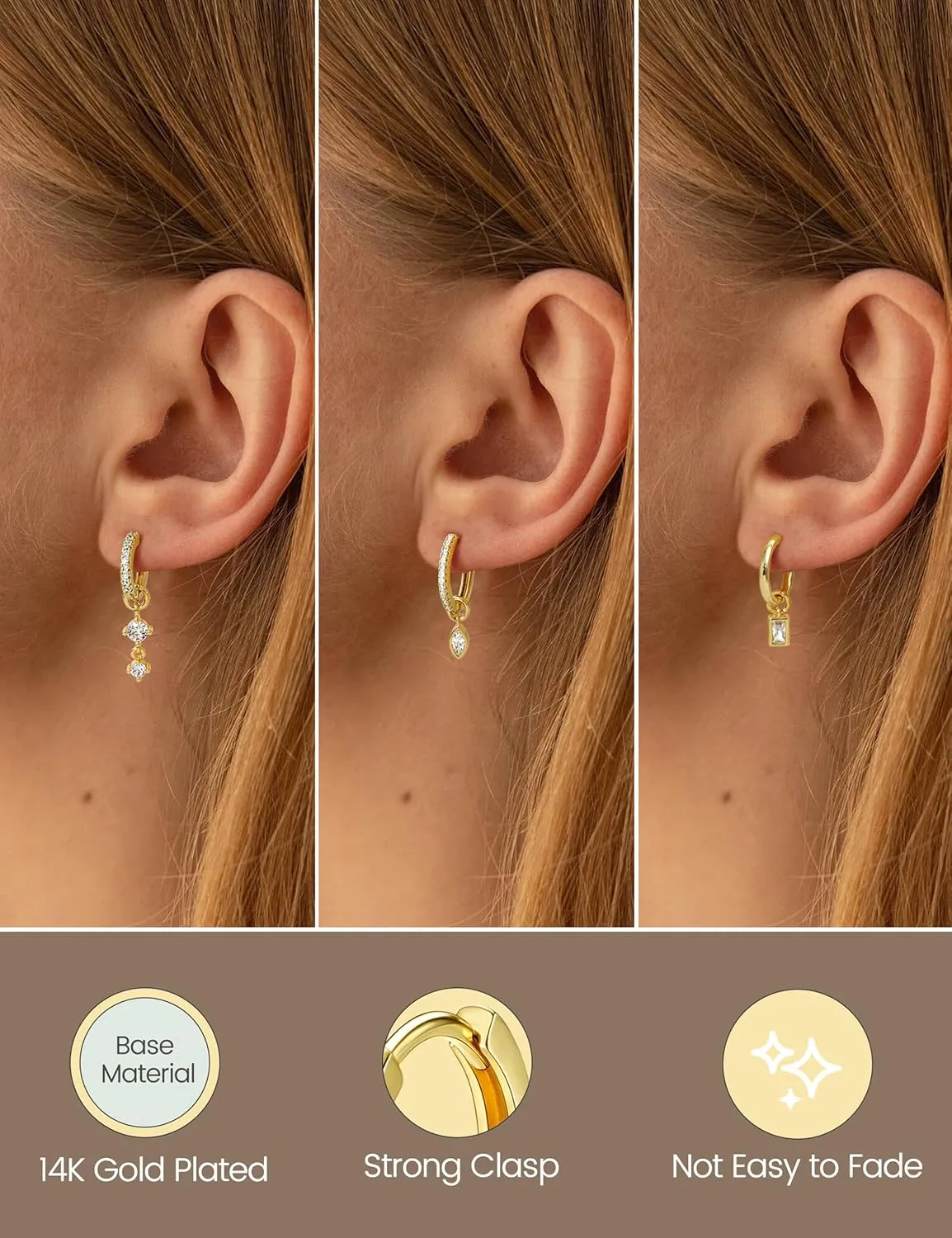 Besteel Small Gold Hoop Earrings for Women ?C Hypoallergenic 14K Gold Plated Hoops Cartilage Earring Sets for Multiple Piercing Dainty Silver Huggie Stud Earring Stacks with Charm
