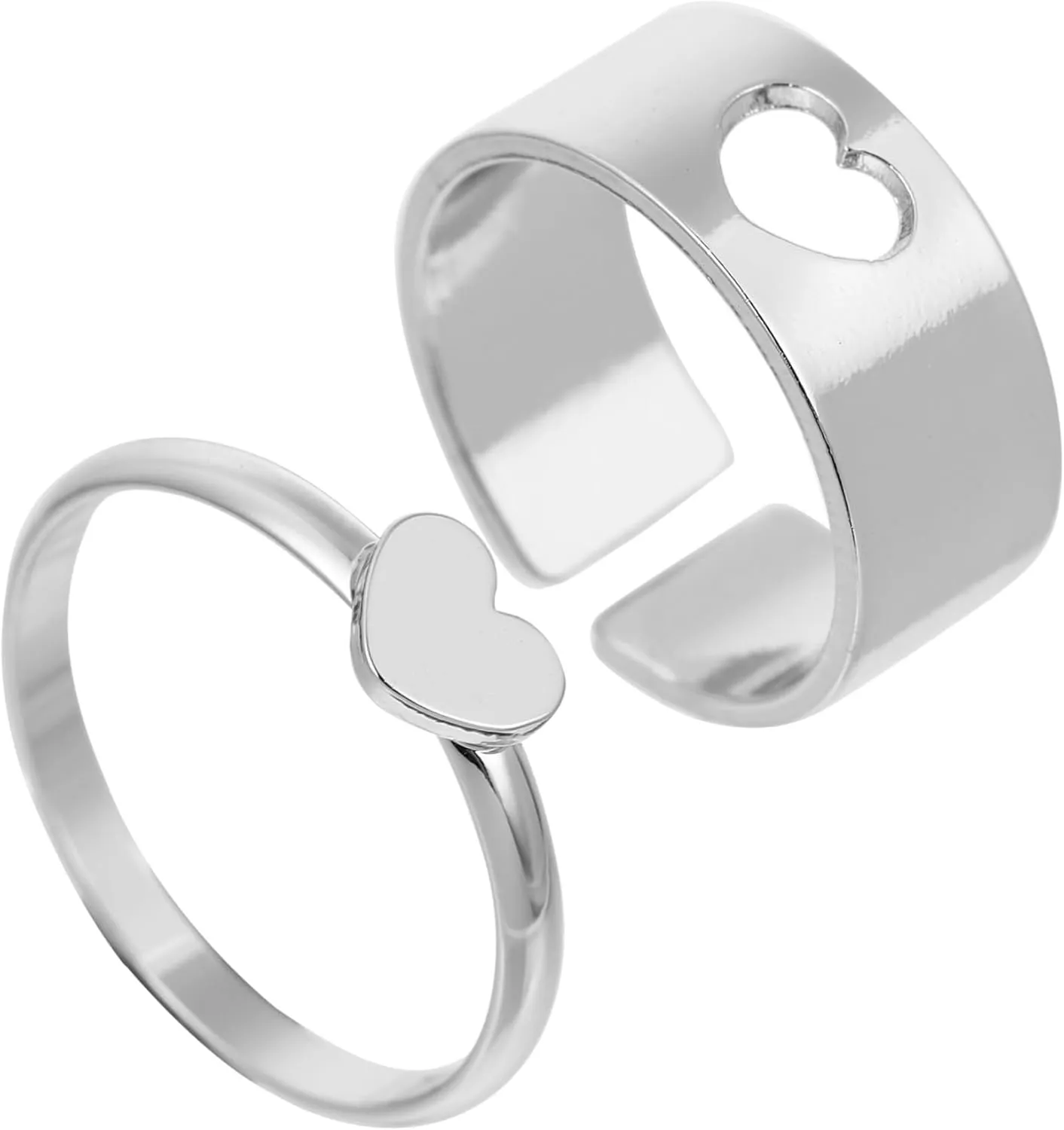 BESTYASH 2pcs Lovers Ring Set Stylish Couples Finger Rings Fashionable Jewelry Present