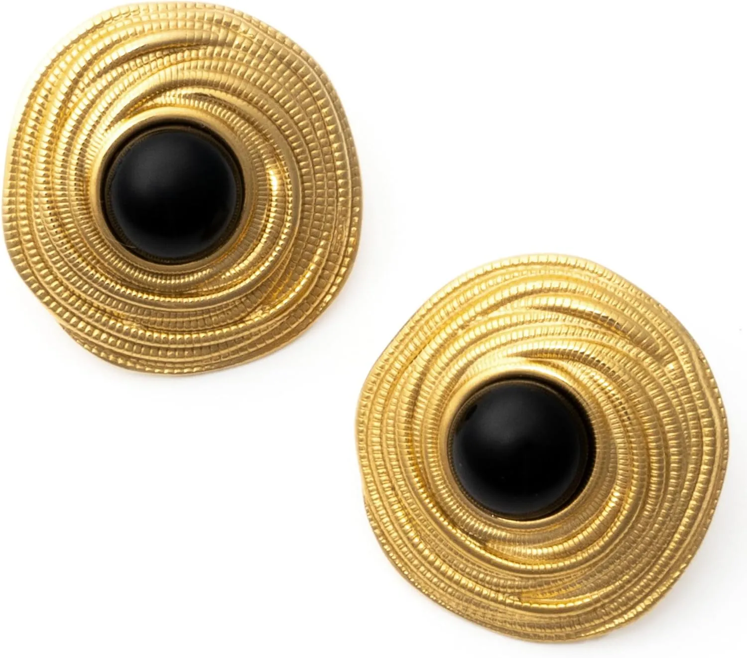 Black and Gold Chunky Earrings | 18K Stainless Steel | Hypoallergenic | Trendy Cute Fashion Jewelry Gift | Vintage Earings | Designer Earrings