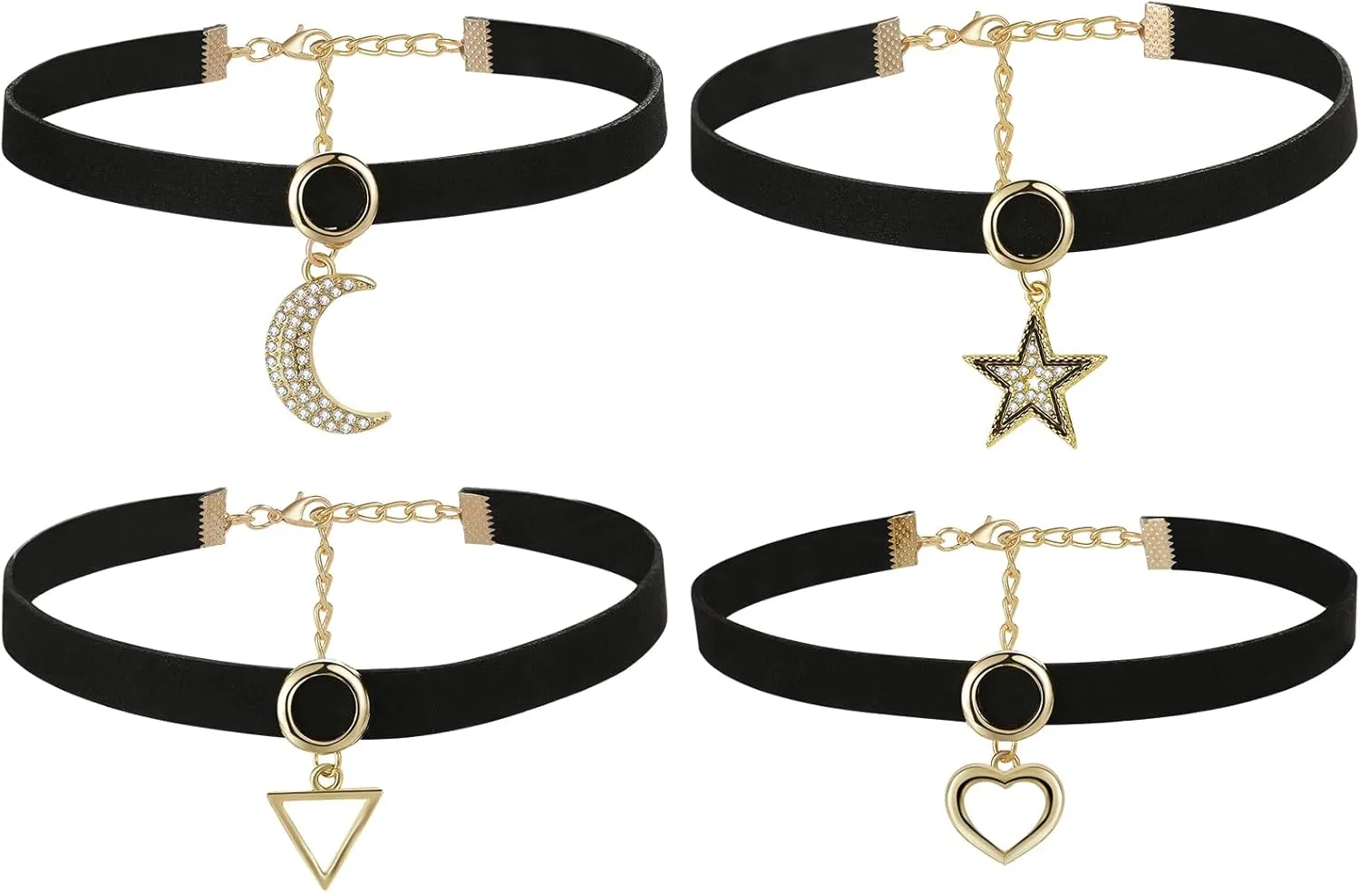 Black Choker Necklace Collar for Women: Layered Velvet Choker Heart Moon Snake Charm Necklaces for Halloween Christmas Renaissance Costume Accessories