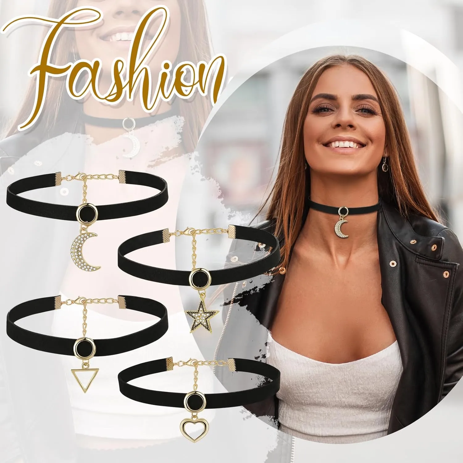 Black Choker Necklace Collar for Women: Layered Velvet Choker Heart Moon Snake Charm Necklaces for Halloween Christmas Renaissance Costume Accessories