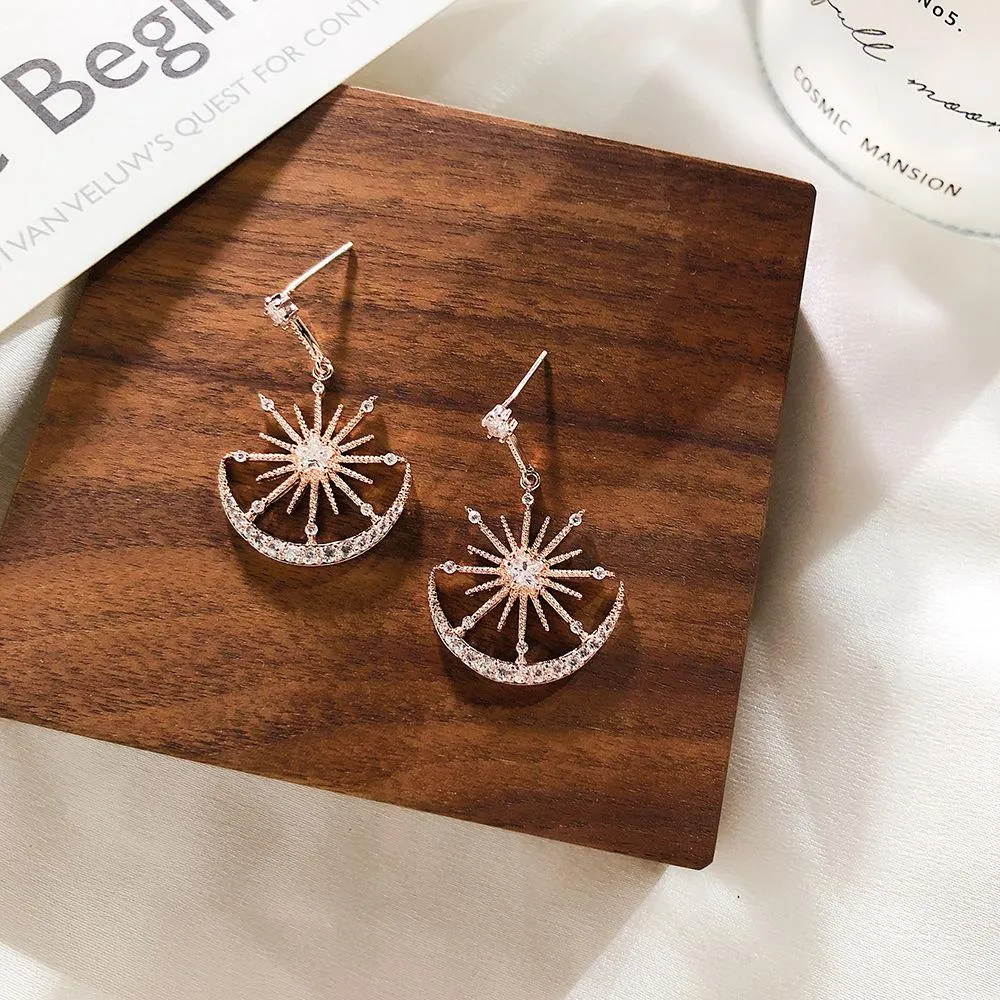 Bohemian Trendy Geometric Solar Moon Dangle Earrings