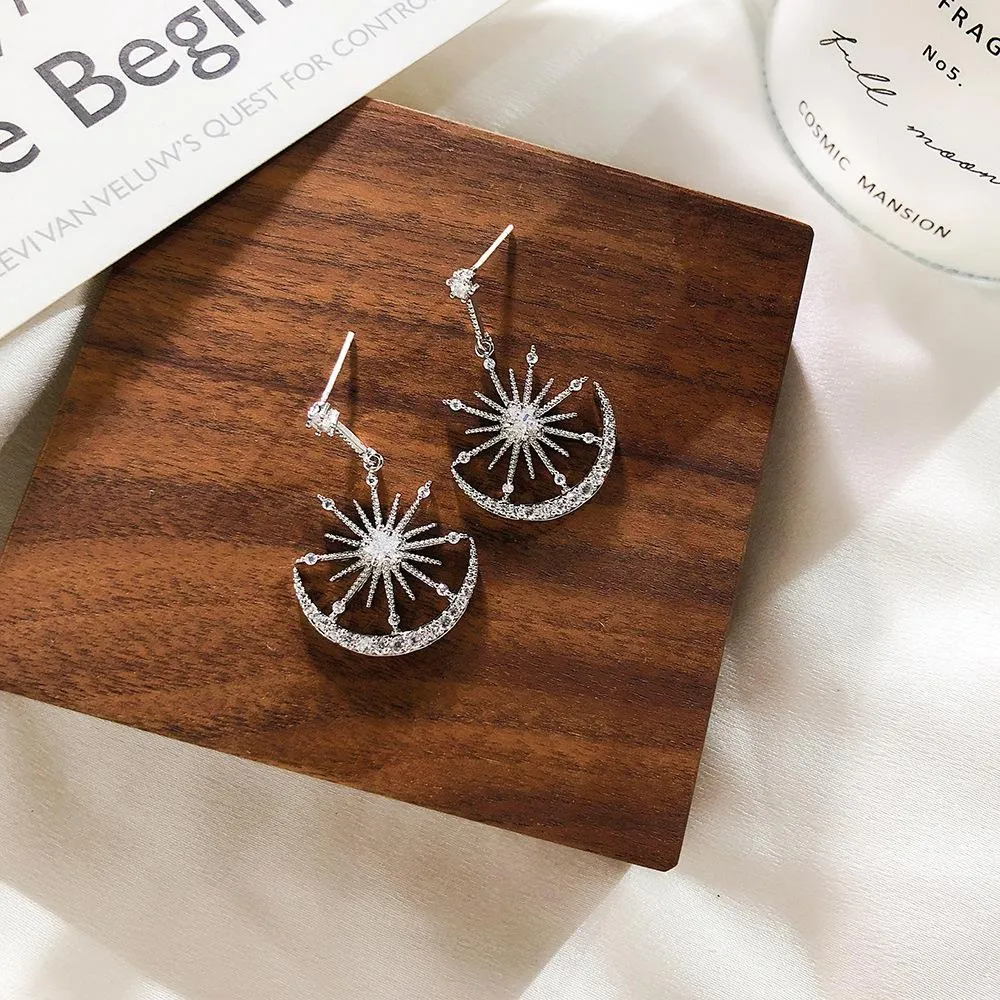 Bohemian Trendy Geometric Solar Moon Dangle Earrings