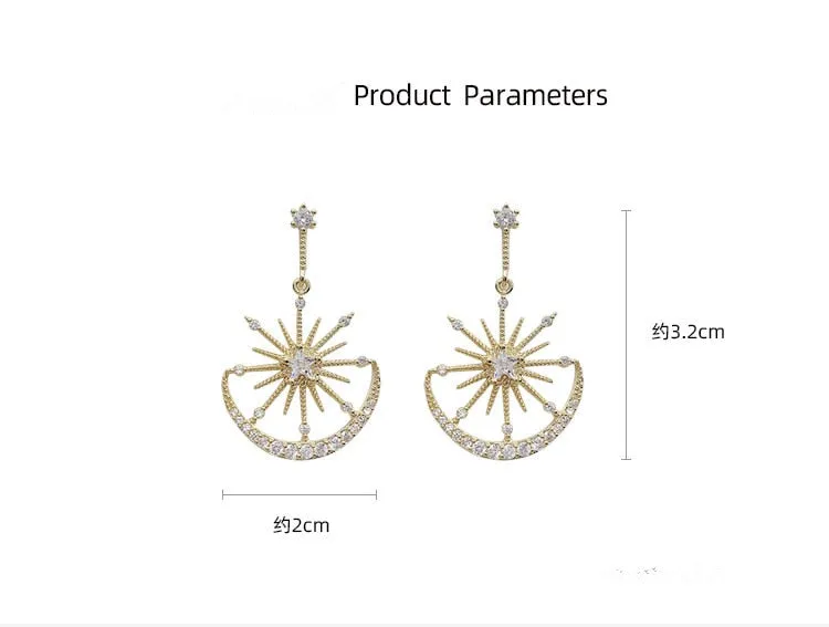 Bohemian Trendy Geometric Solar Moon Dangle Earrings