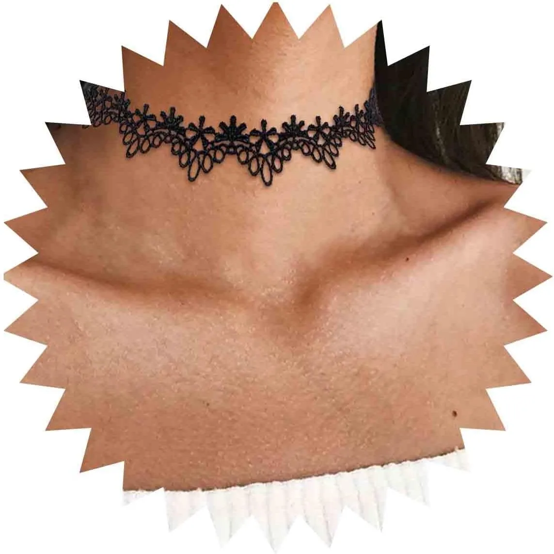 Boho Hollow Lace Choker Necklace Flower Lace Choker Plain Black Collar Necklaces Short Black Floral Necklaces Gothic Tattoo Choker Necklace Jewelry for Women