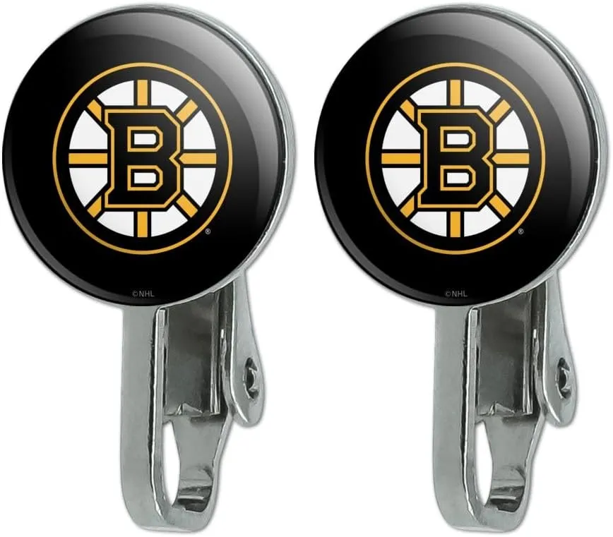 Boston Bruins Logo Novelty Clip-On Stud Earrings
