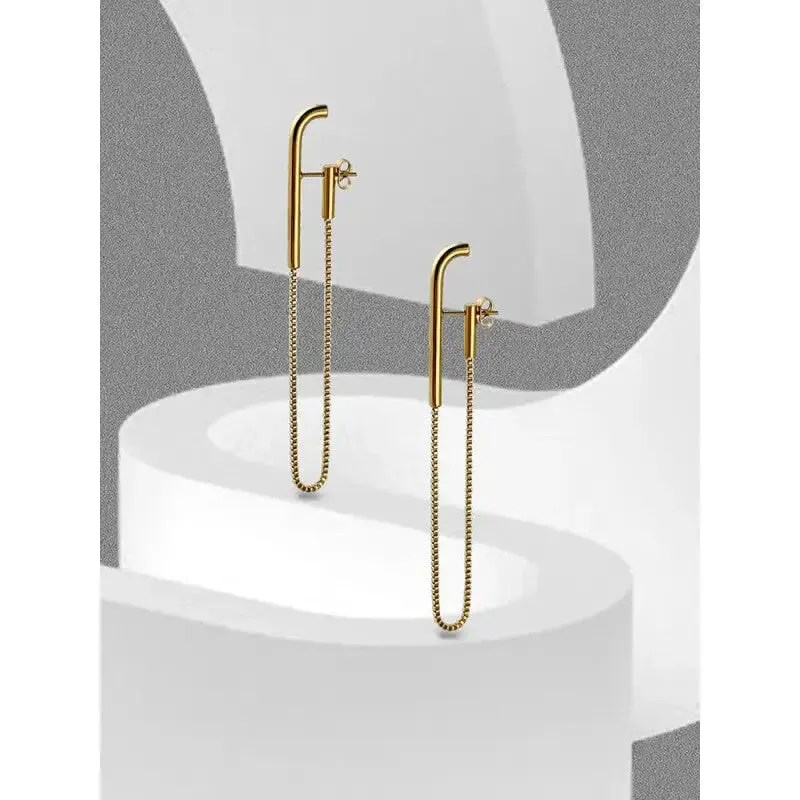 Brincos Stainless Steel Drop Earrings