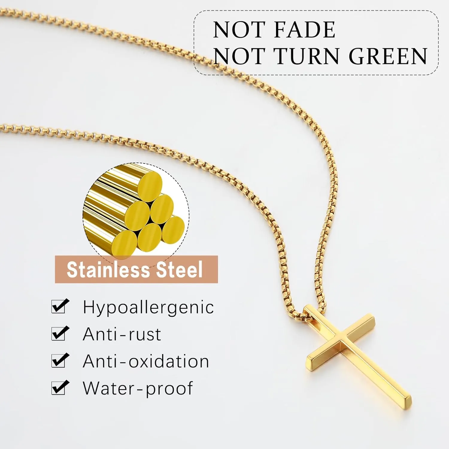 Bulk Stainless Steel Cross Necklace for Men Gifts Christian Gift Cross Necklace Pendant