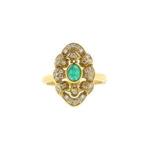 Cabochon Emerald & Diamond Ring