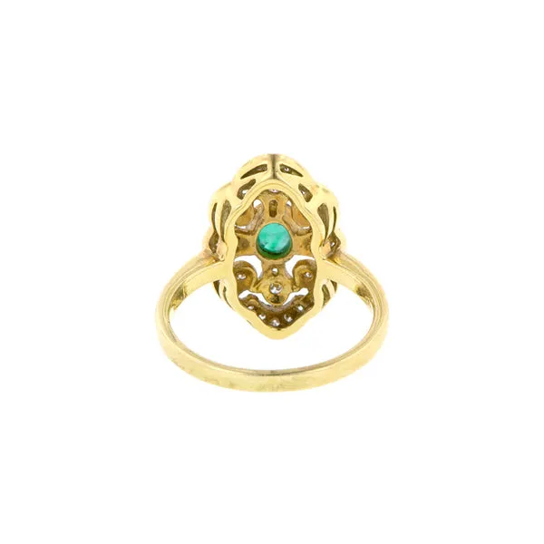 Cabochon Emerald & Diamond Ring