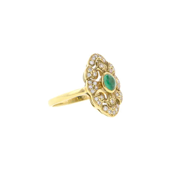 Cabochon Emerald & Diamond Ring