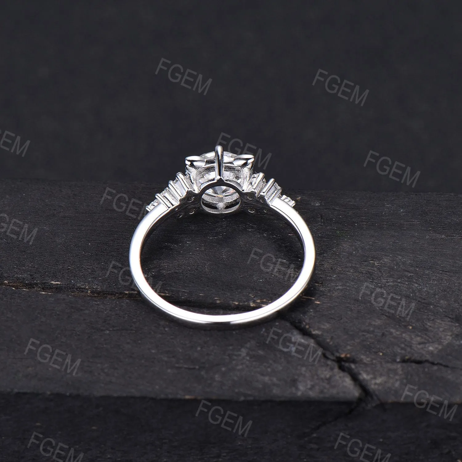 Cat Engagement Ring 7mm Round Moissanite Ring Unique Cat Moissanite Cluster Ring Snowdrift Ring Gold Cat Ring Anniversary Gift For Cat Lover