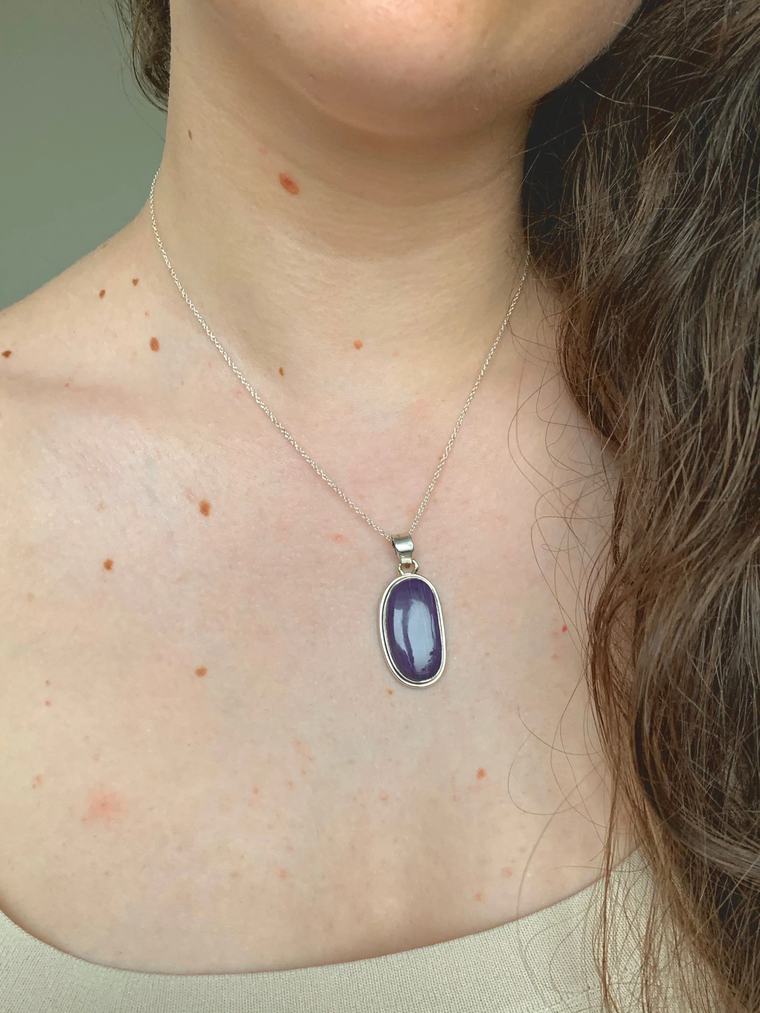 Charoite Brea Pendant - Long Oval