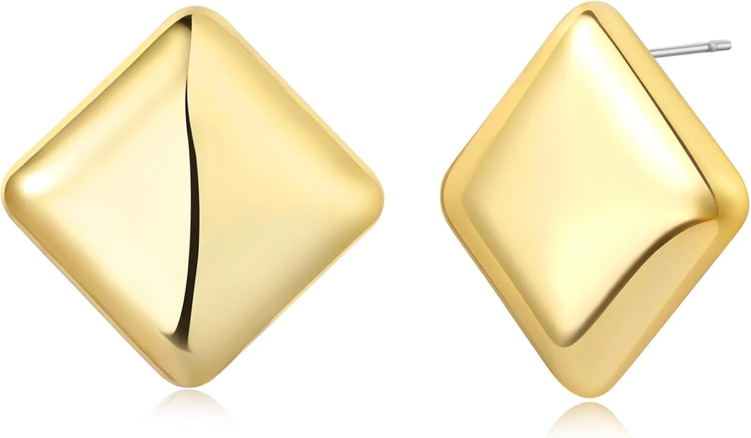 Chunky Gold Earrings for Women, 18K Gold Plated Big Statement Earrings, Trendy Large Gold Stud Earrings