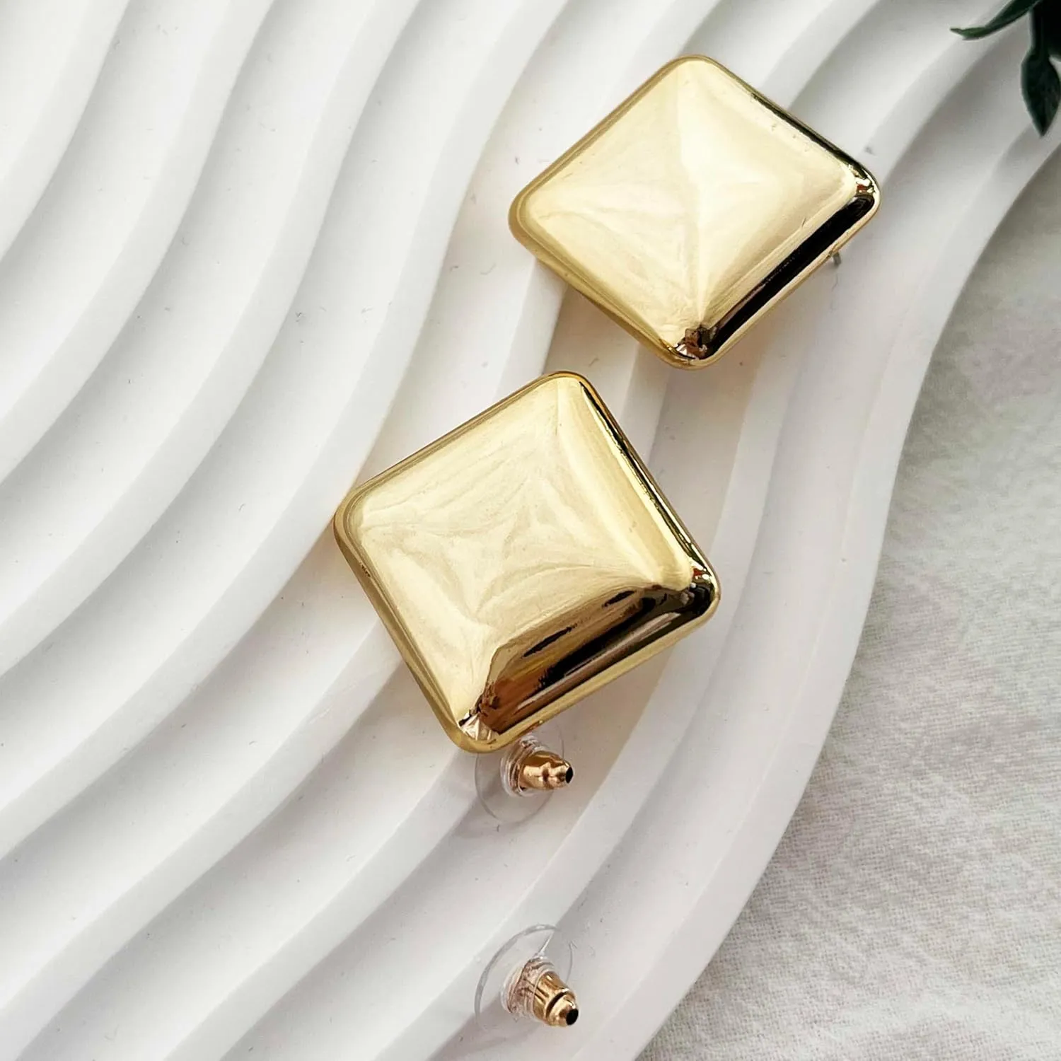 Chunky Gold Earrings for Women, 18K Gold Plated Big Statement Earrings, Trendy Large Gold Stud Earrings