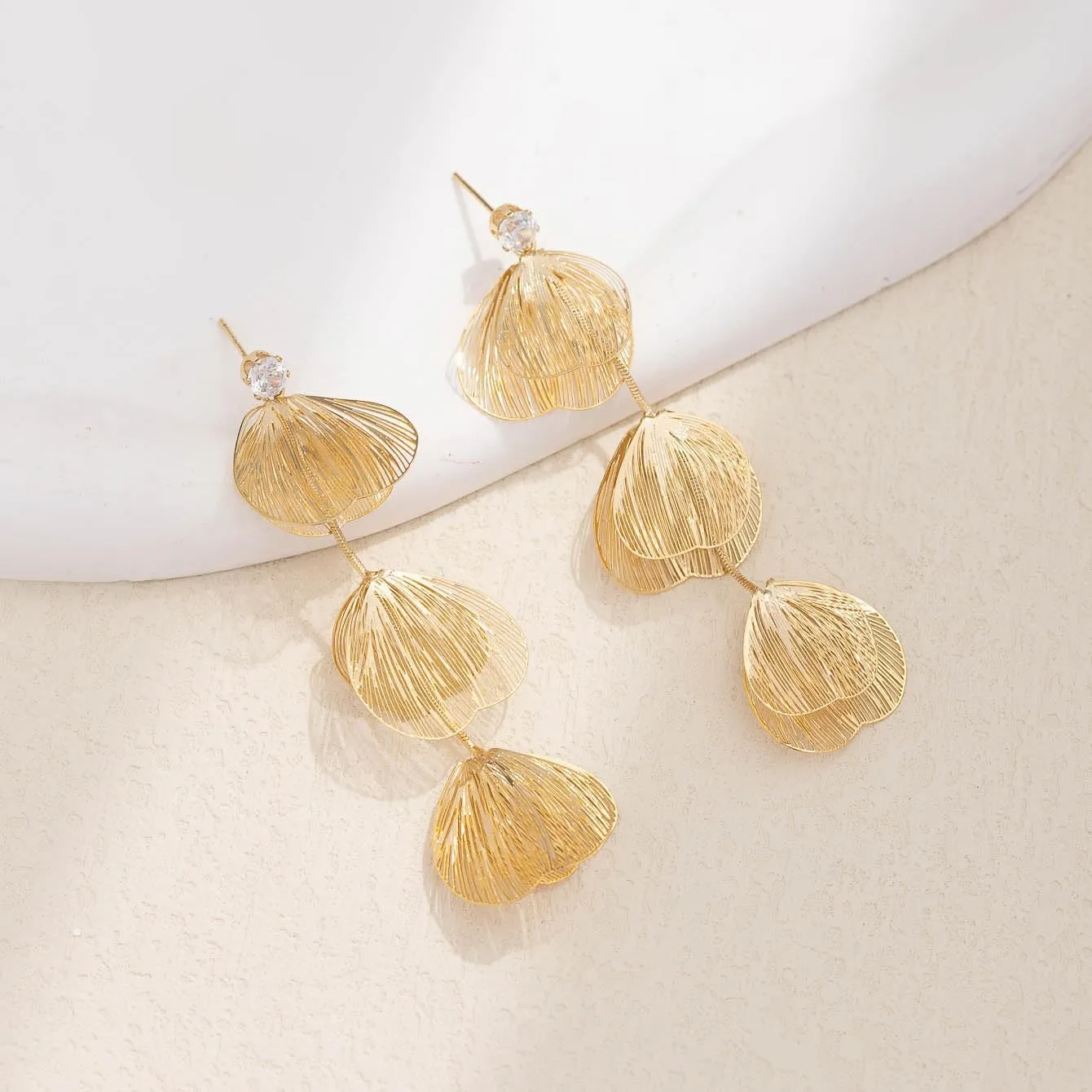 Chunky Gold Flower Earrings for Women Statement 14K Gold Plated Flower Dangle Earrings Boho Yellow Big Chunky Pearl Floral Petal Earring Lightweight Prom Christmas Jewelry Gifts Trendy Stuff
