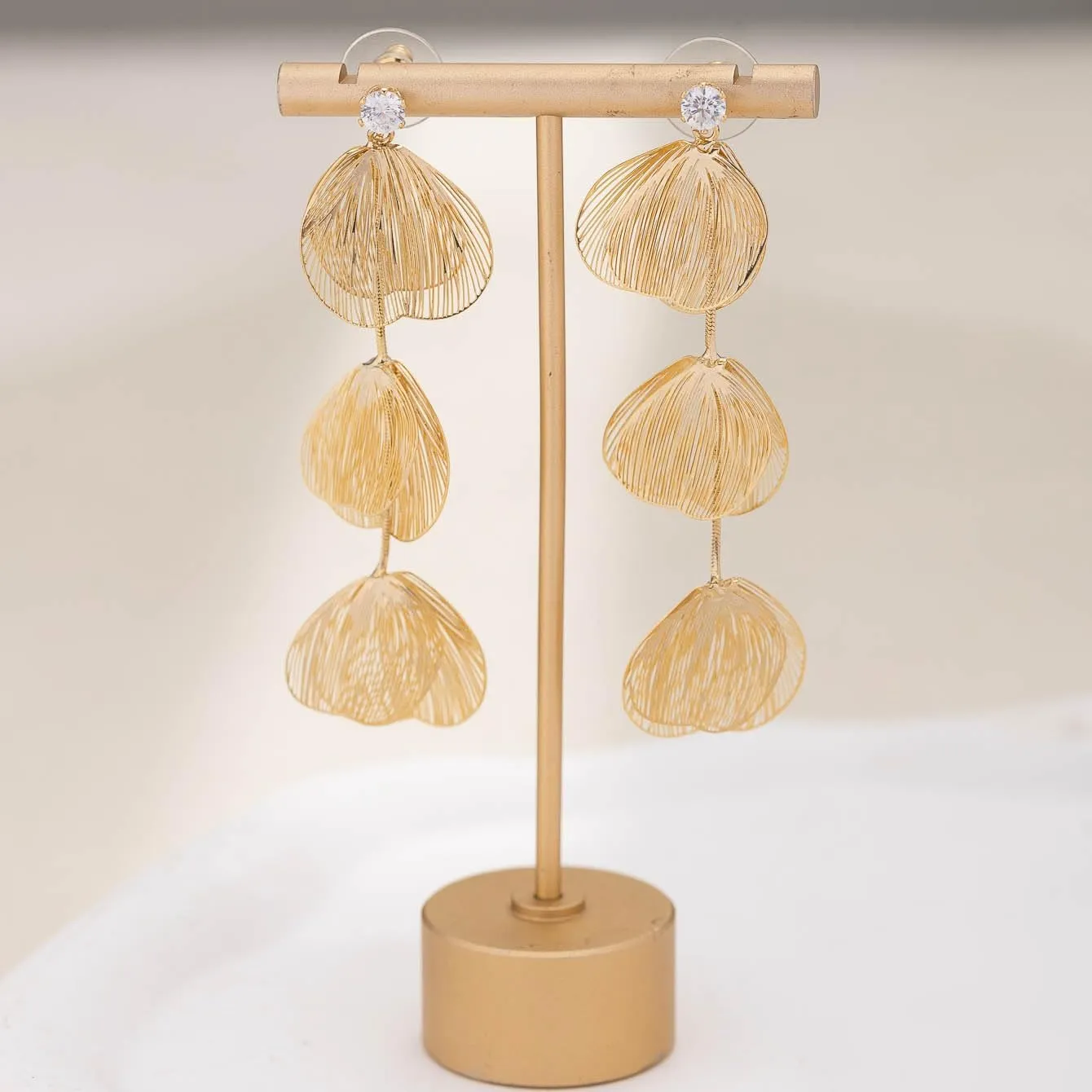 Chunky Gold Flower Earrings for Women Statement 14K Gold Plated Flower Dangle Earrings Boho Yellow Big Chunky Pearl Floral Petal Earring Lightweight Prom Christmas Jewelry Gifts Trendy Stuff