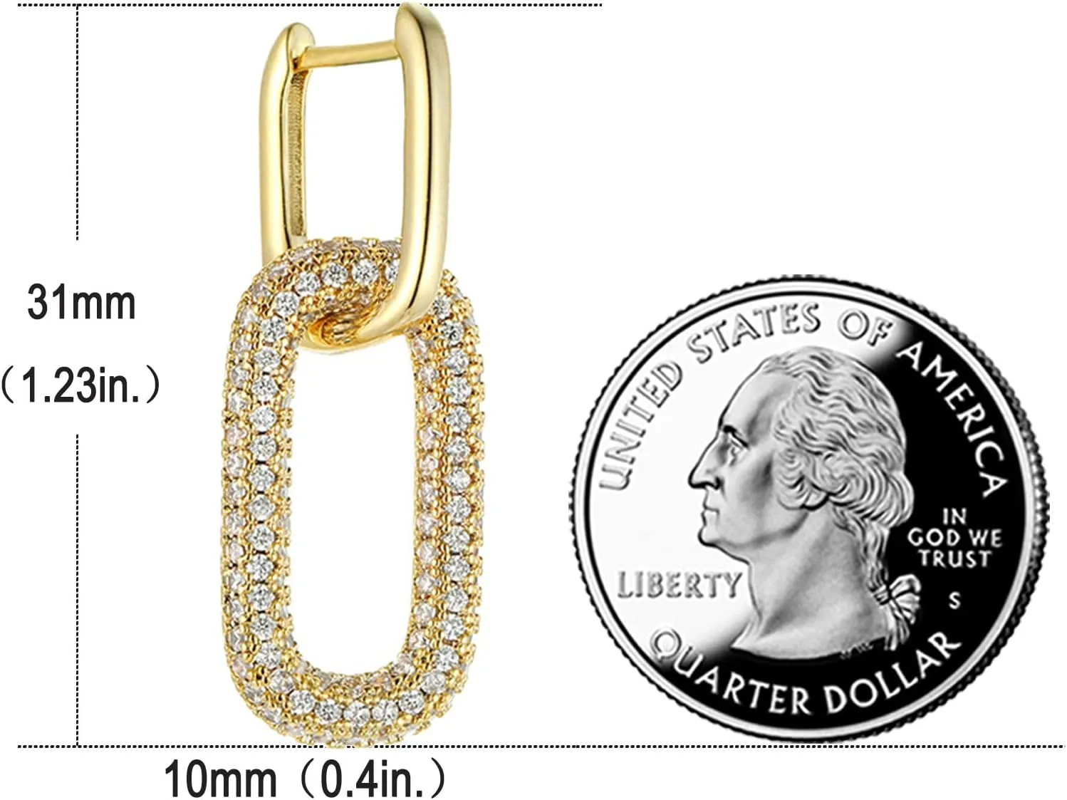 Chunky Gold Geometric Drop Dangle Earrings for Women 14K Gold Plated Paperclip Hoop Earrings Sterling Silver Post Jewelry Gift