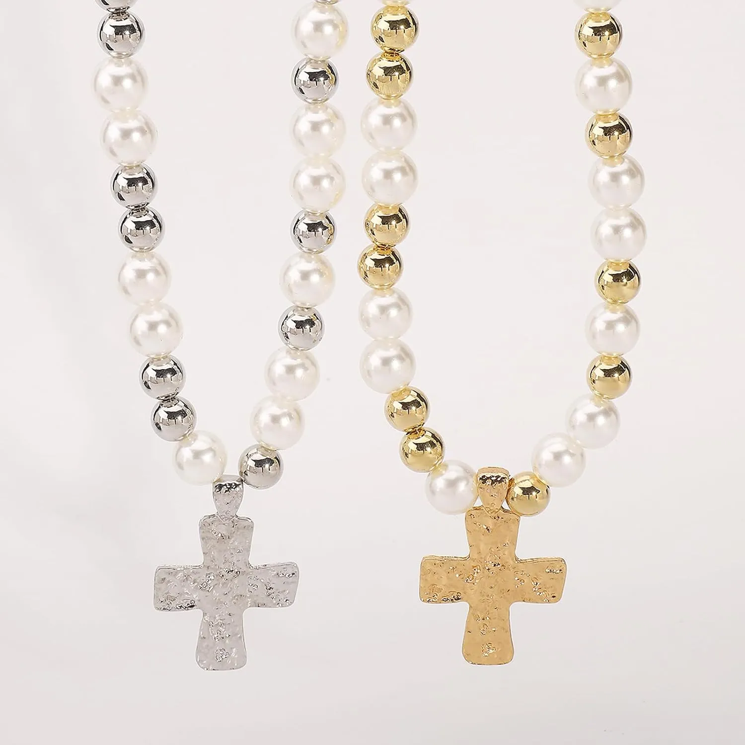 Chunky Gold Necklace Cross Statement Necklace for Women Layered Cross Necklaces Jewelry First Communion Gifts