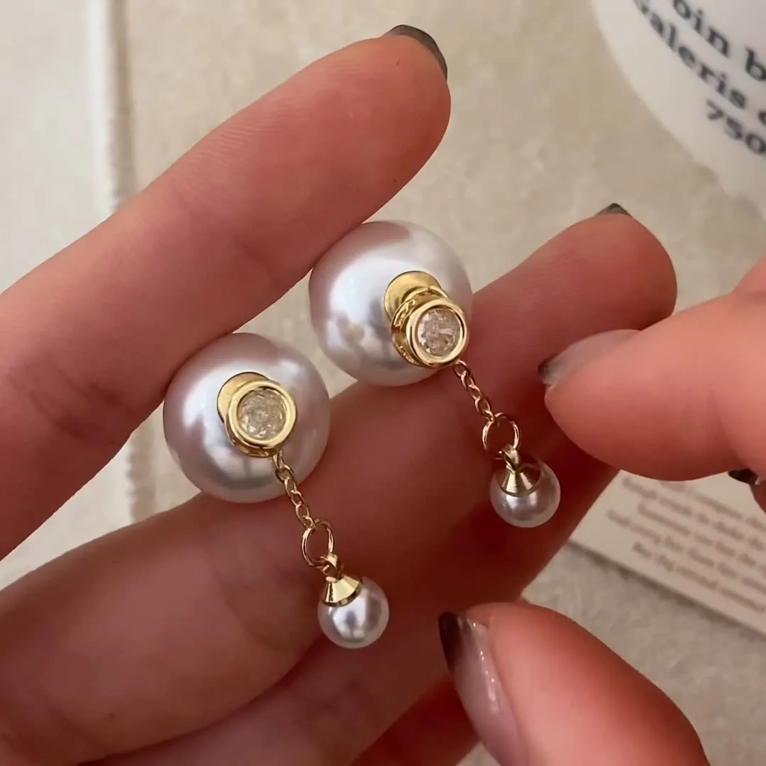 Classic White Pearl Gold Drop Earrings JLT12913