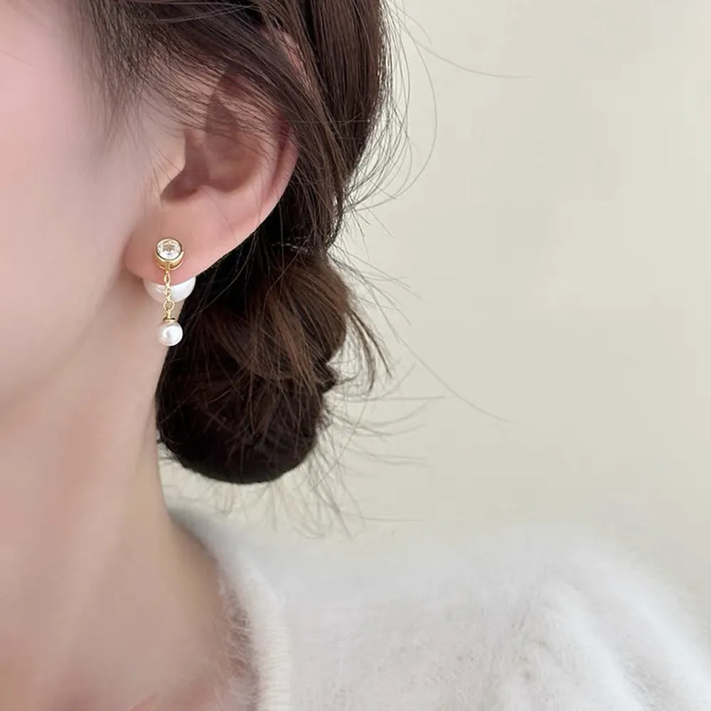Classic White Pearl Gold Drop Earrings JLT12913