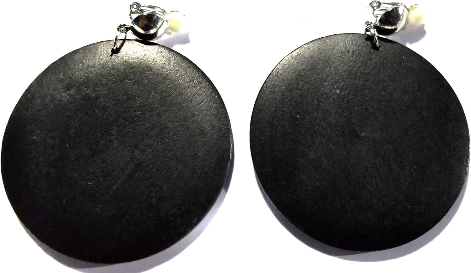 Clip-on Earrings Bohemian Wood Earrings Circle Hoop 2.5 inch