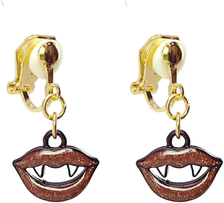 Clip On Halloween Earrings for Women Cute Gothic Punk Vintage Dangle Drop Clip-on Fall Earrings Ghost Pumpkin Bat Non Piercing Earrings Jewelry Set