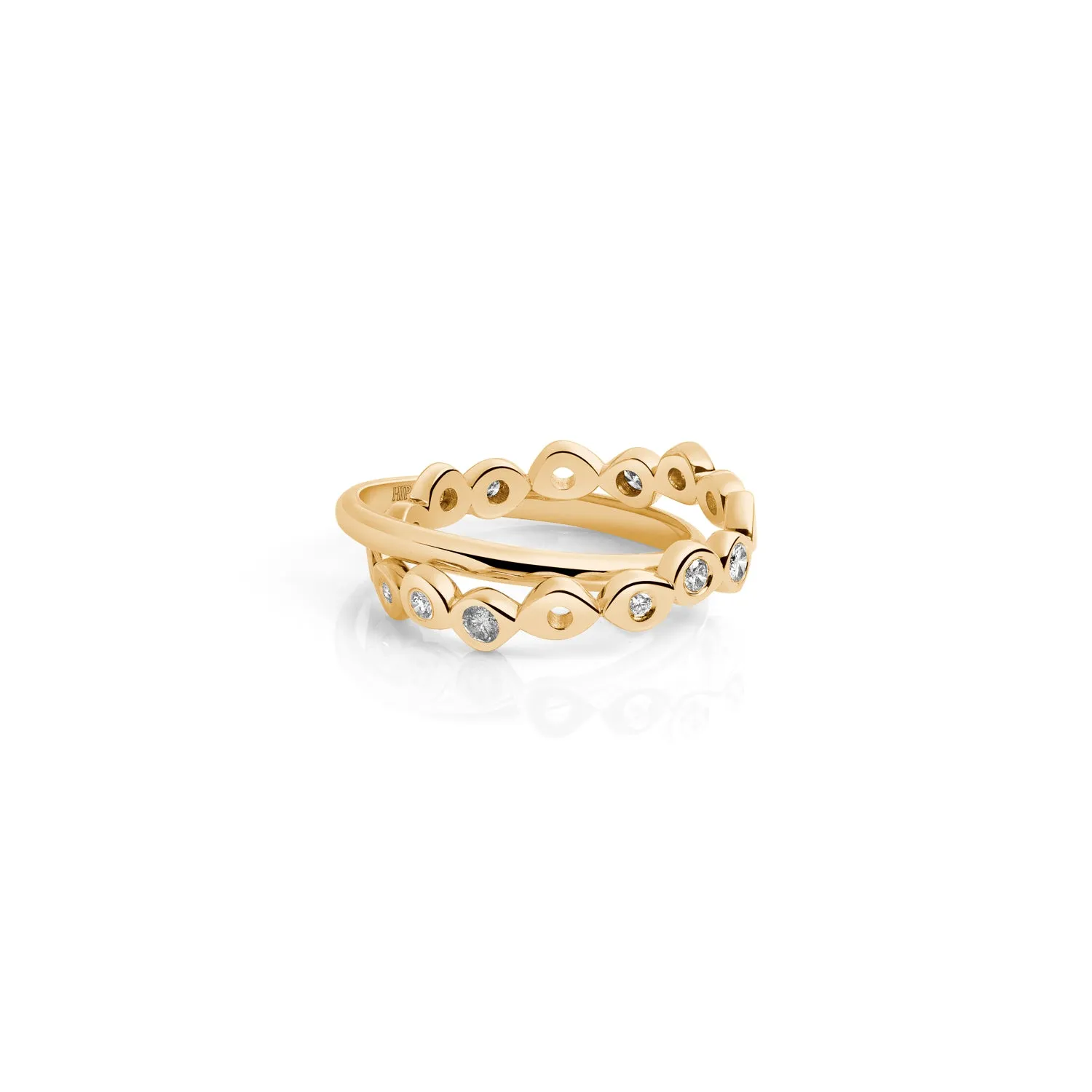 Connected Rolling Ring Bands with diamonds