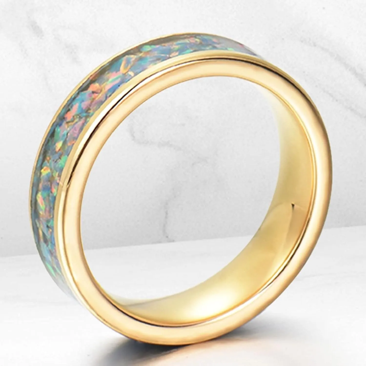 Couple Rings Custom Couples Rings Promise Ring,Anniversary Ring Stainless Steel 8MM Gold Ring with Round Rings Couple