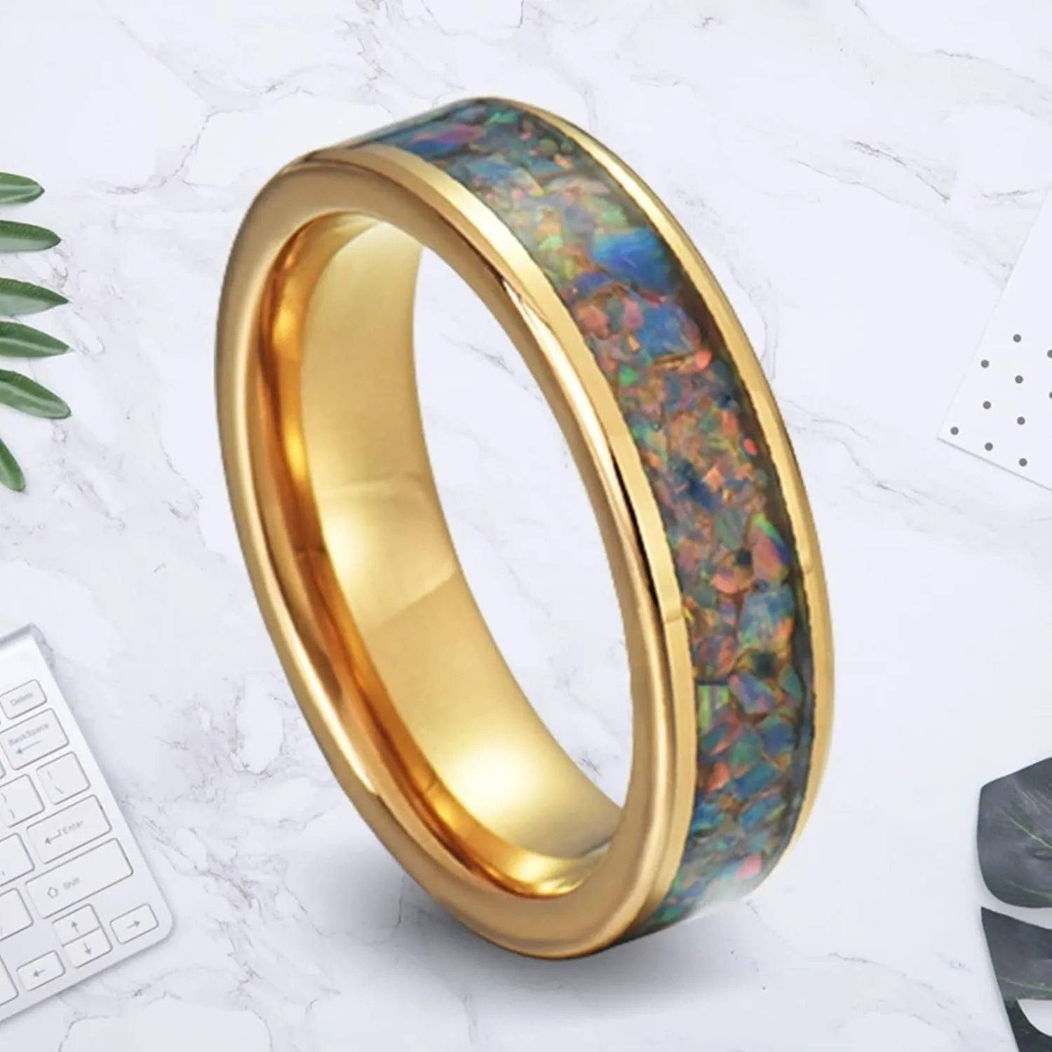 Couple Rings Custom Couples Rings Promise Ring,Anniversary Ring Stainless Steel 8MM Gold Ring with Round Rings Couple