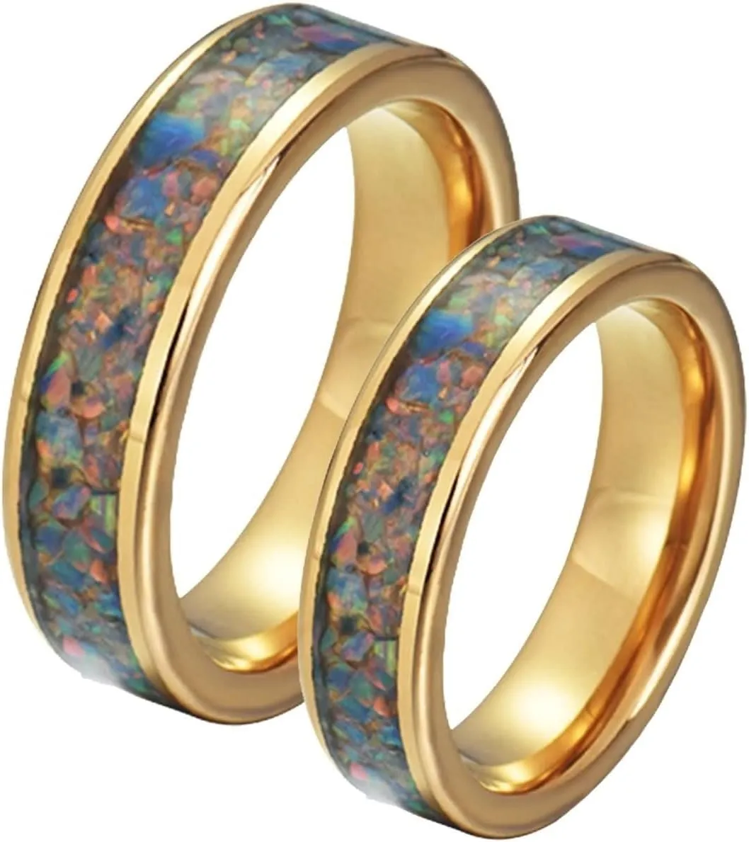 Couple Rings Custom Couples Rings Promise Ring,Anniversary Ring Stainless Steel 8MM Gold Ring with Round Rings Couple