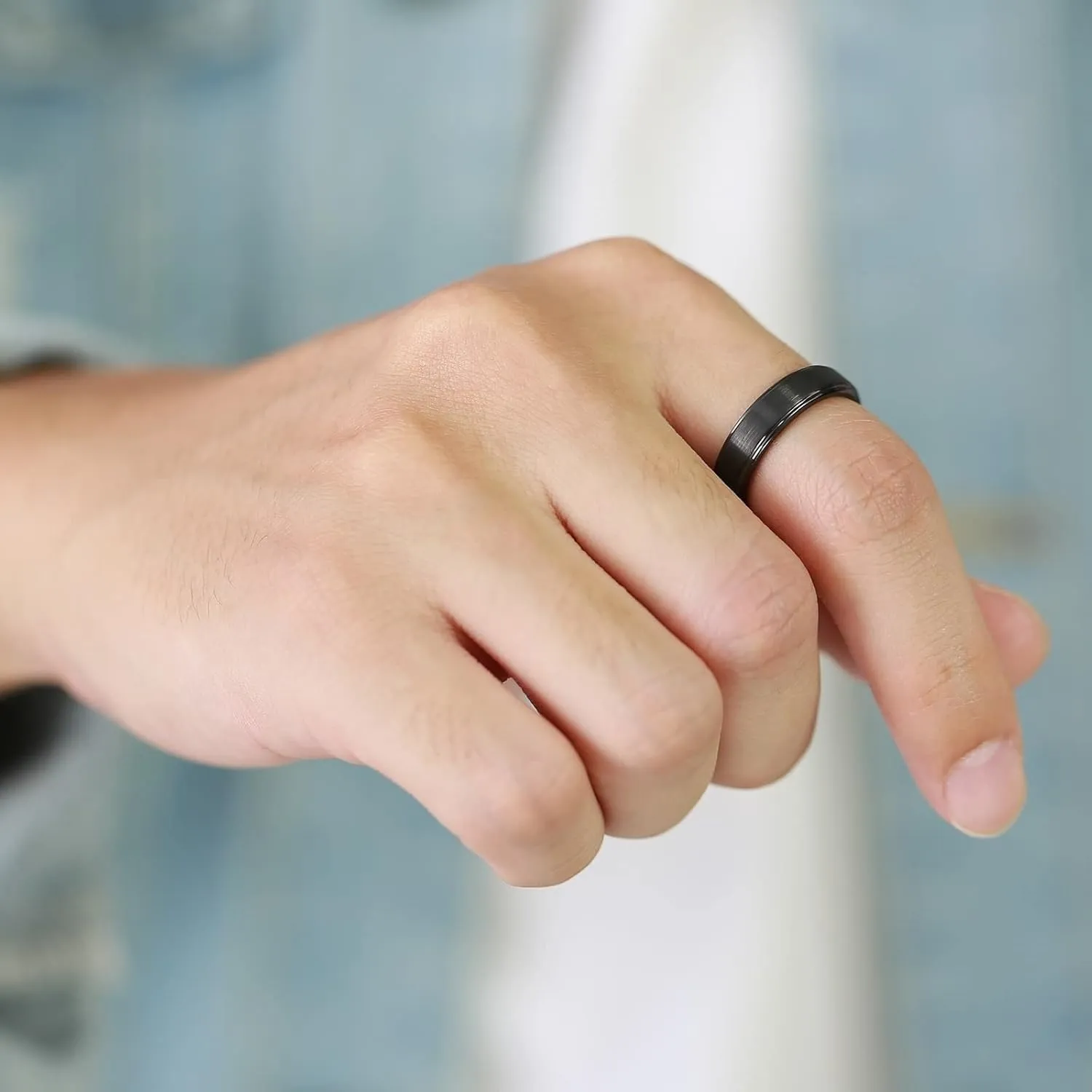 Couple Rings Customizable, Black Tungsten Rings for Men 5mm Brushed Ring Proposal Couple Ring