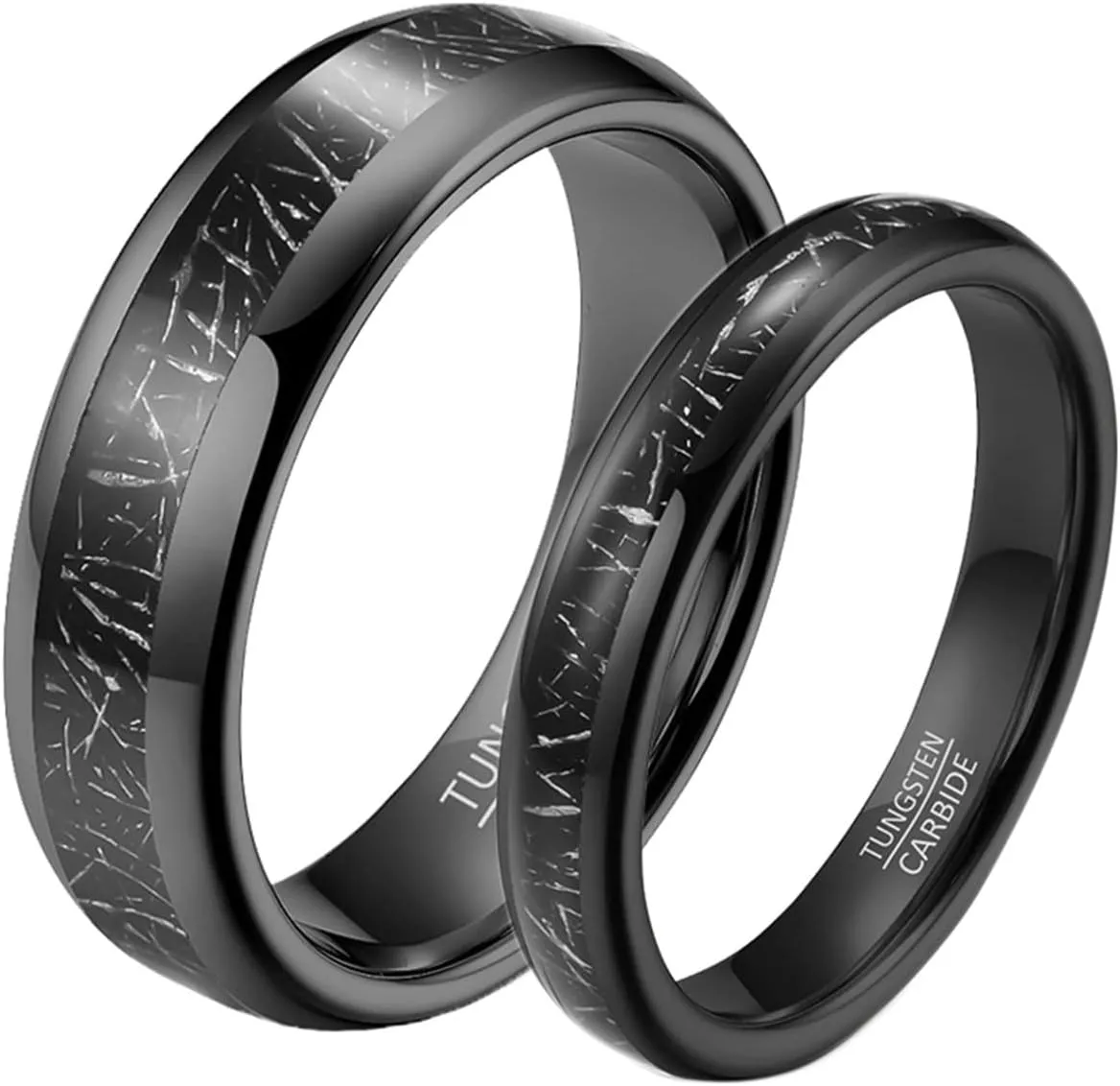 Couple Rings Engagement, Black Tungsten Rings for Men 4mm 6mm Ring Inlay Metal Valentine's Day Couple Rings