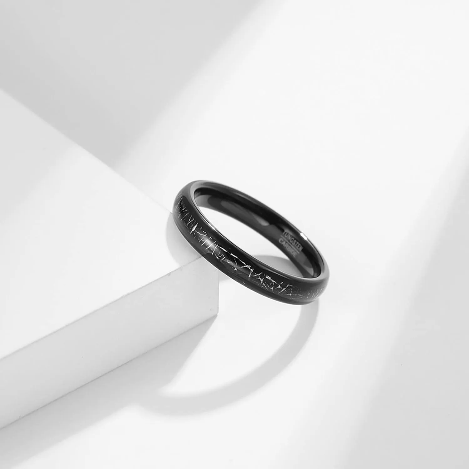 Couple Rings Engagement, Black Tungsten Rings for Men 4mm 6mm Ring Inlay Metal Valentine's Day Couple Rings