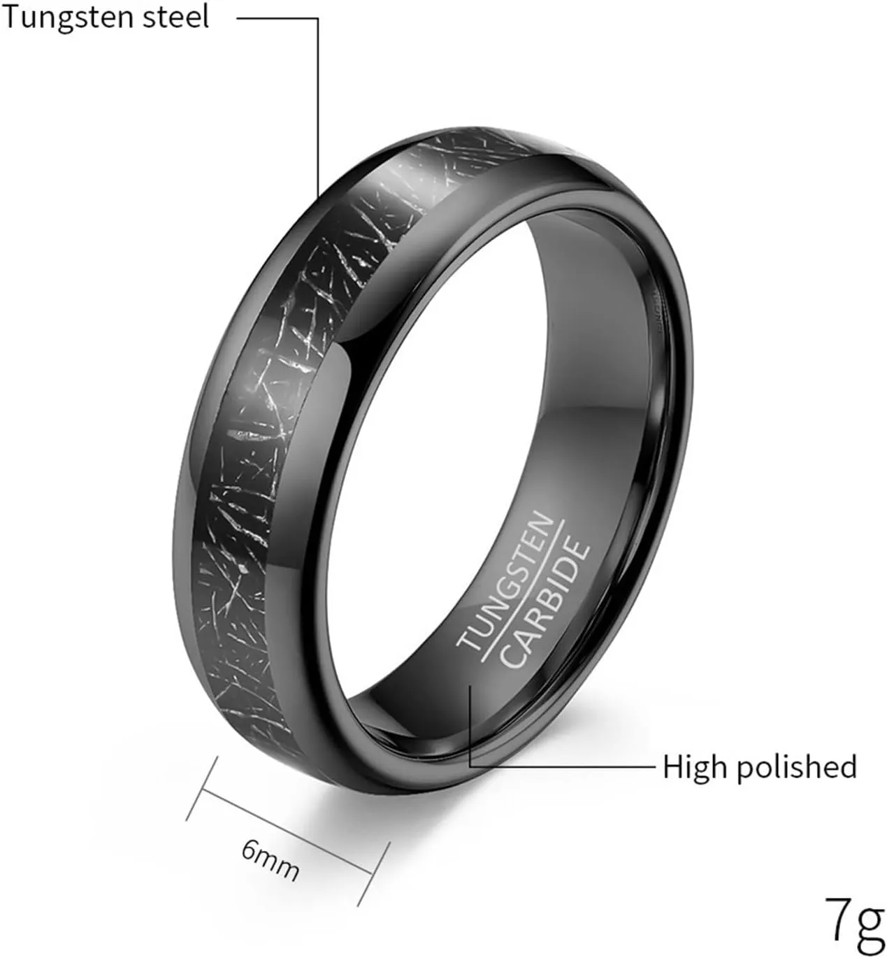 Couple Rings Engagement, Black Tungsten Rings for Men 4mm 6mm Ring Inlay Metal Valentine's Day Couple Rings