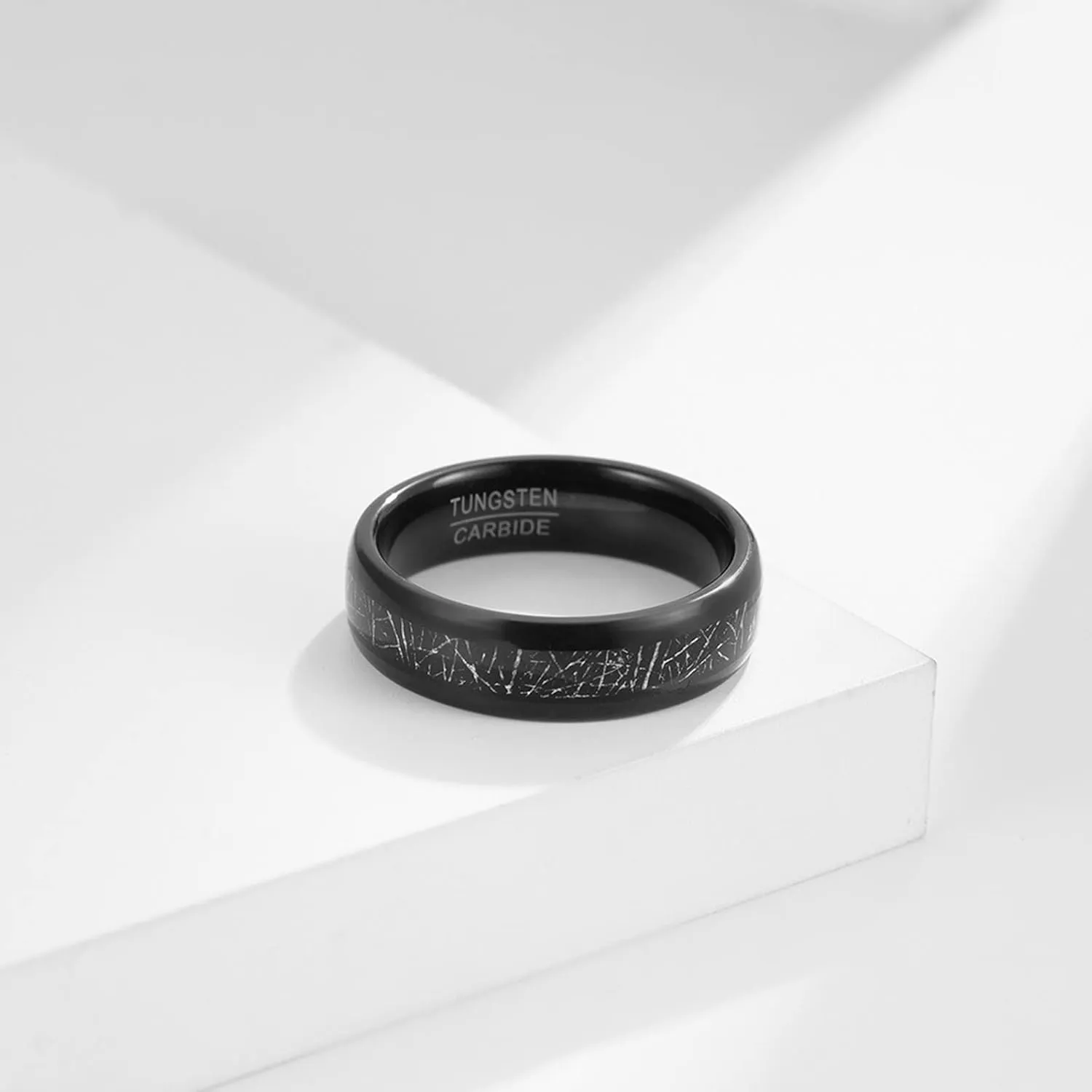 Couple Rings Engagement, Black Tungsten Rings for Men 4mm 6mm Ring Inlay Metal Valentine's Day Couple Rings