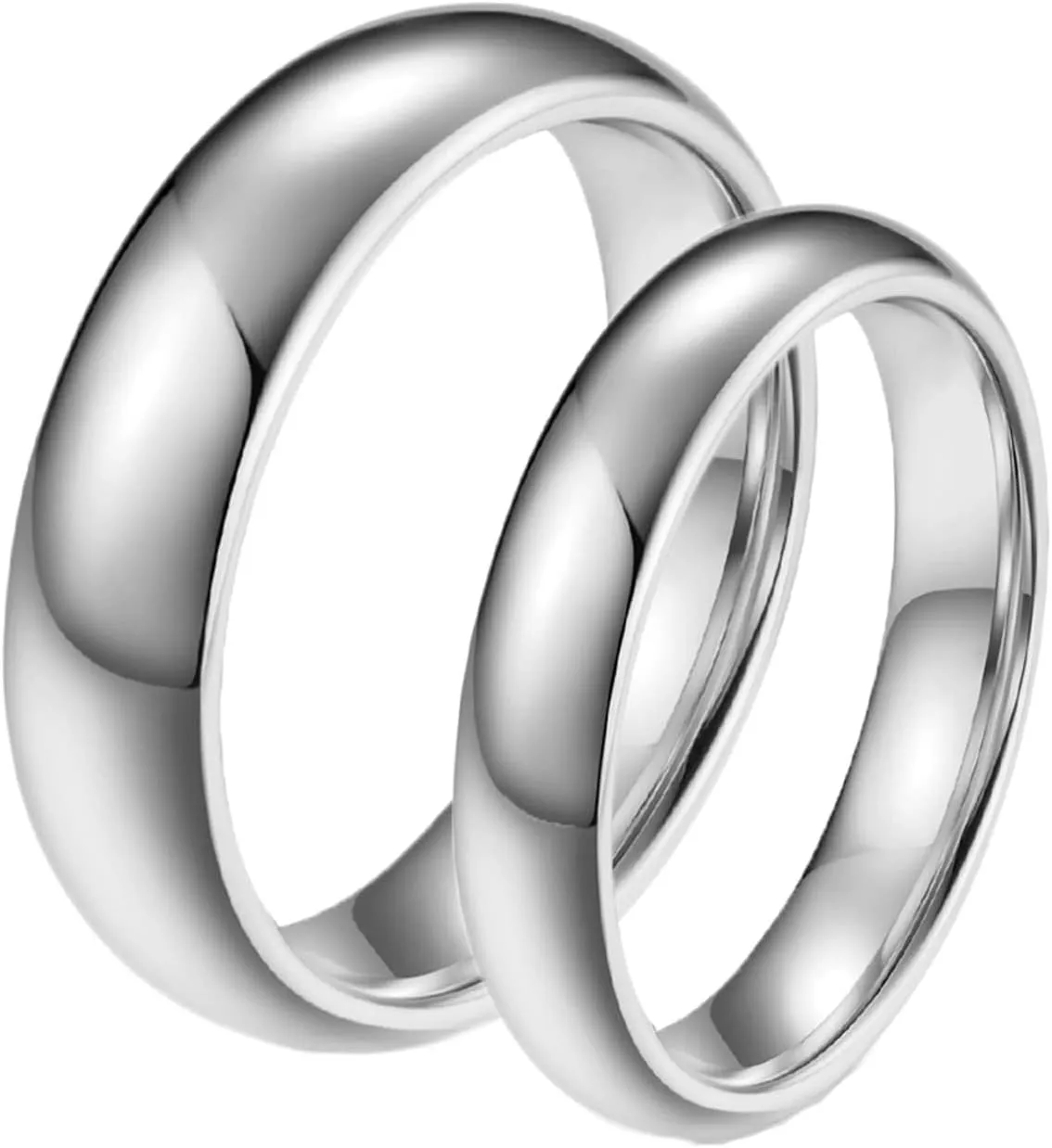 Couple Rings Engagement, Tungsten Wedding Rings for Men 6mm 4mm Silver Polished Ring Proposal Couple Ring