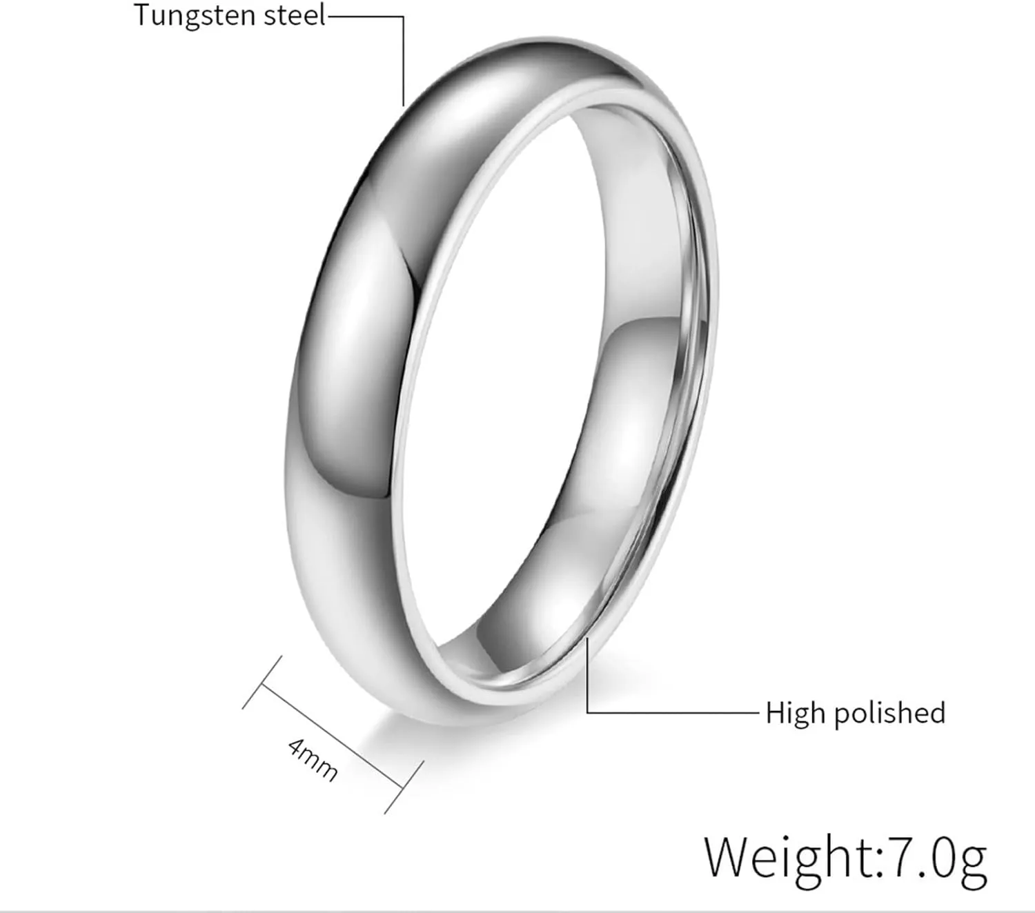 Couple Rings Engagement, Tungsten Wedding Rings for Men 6mm 4mm Silver Polished Ring Proposal Couple Ring