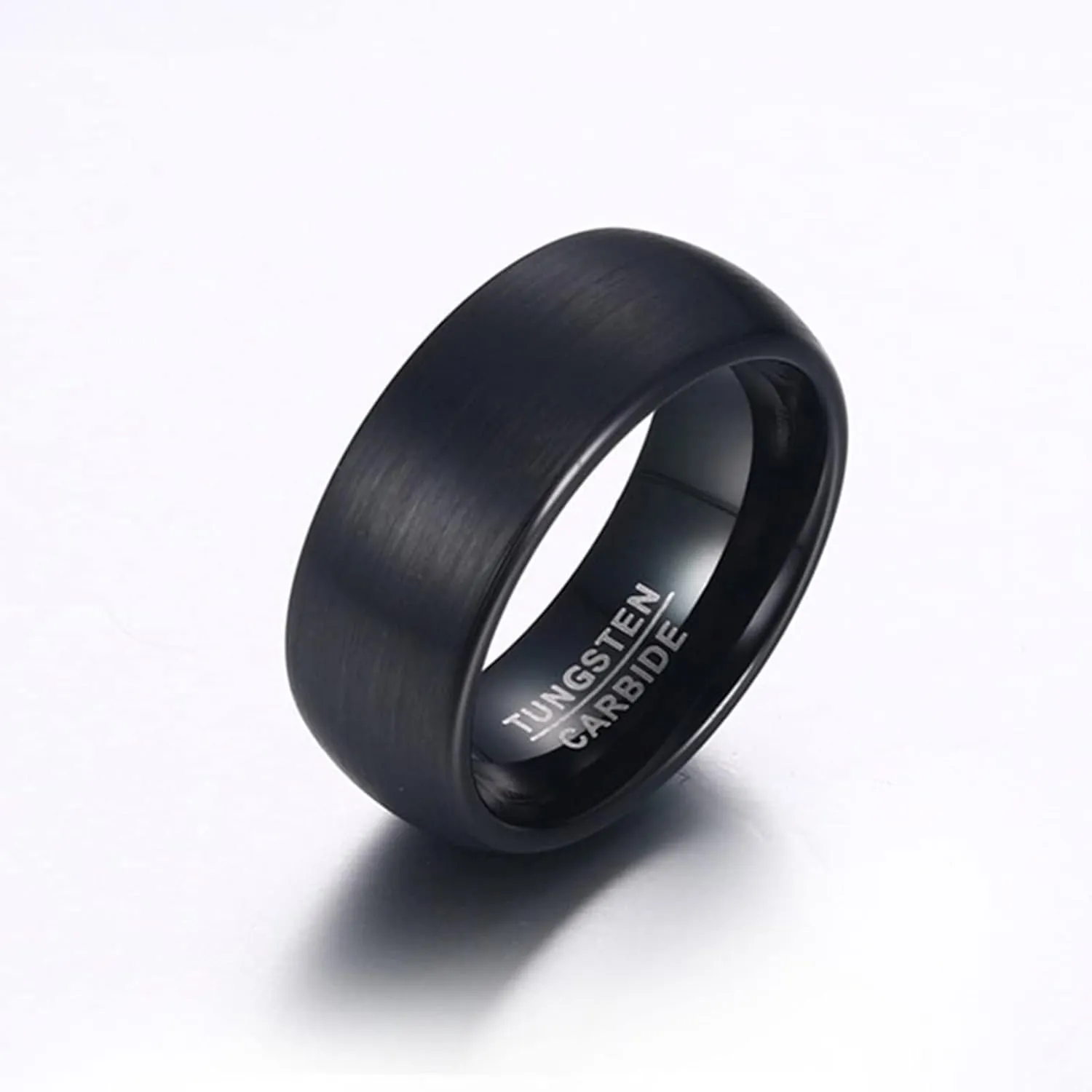 Couple Rings Engraving, Men Tungsten Ring Black Rose Gold Brushed Ring 8/6mm Wide Engagement Couple Rings