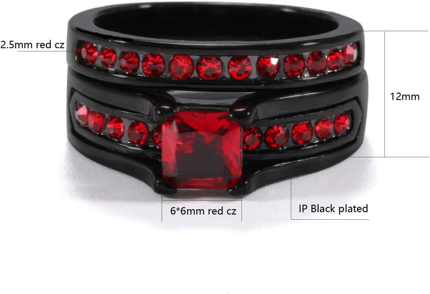 Couple Rings His Her Wedding Ring Sets Matching Rings Purple CZ Black Rings Titanium Men Ring