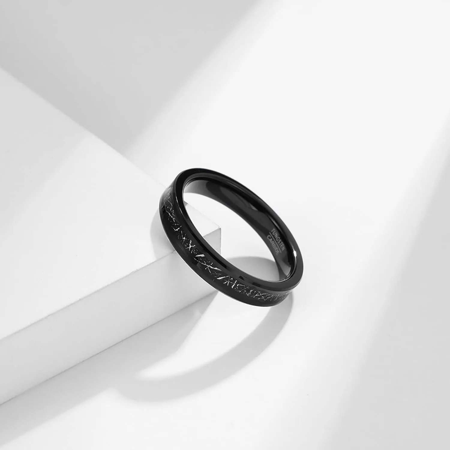 Couple Rings Personalized, Black Tungsten Carbide Rings for Men 4mm 6mm Ring Inlay Metal Proposal Couple Ring