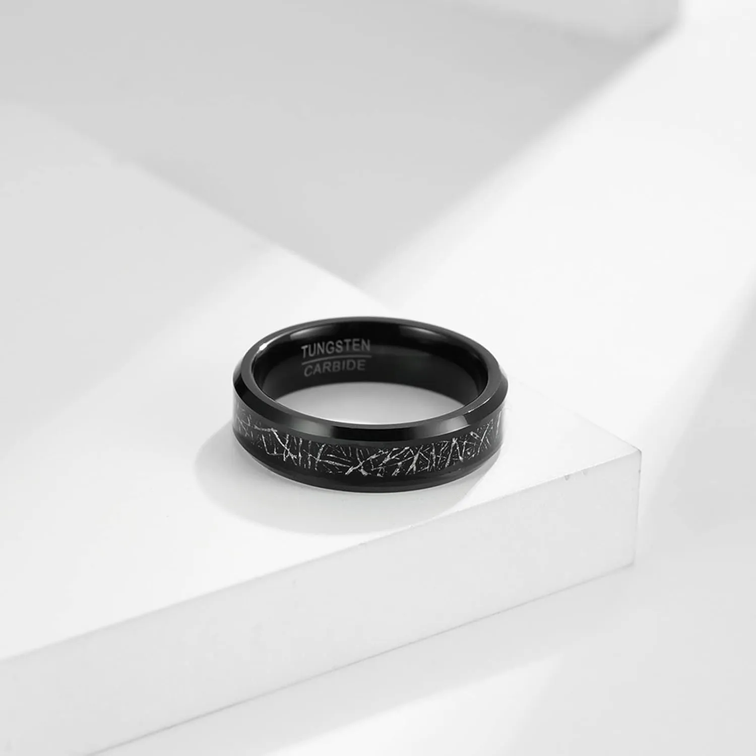 Couple Rings Personalized, Black Tungsten Carbide Rings for Men 4mm 6mm Ring Inlay Metal Proposal Couple Ring