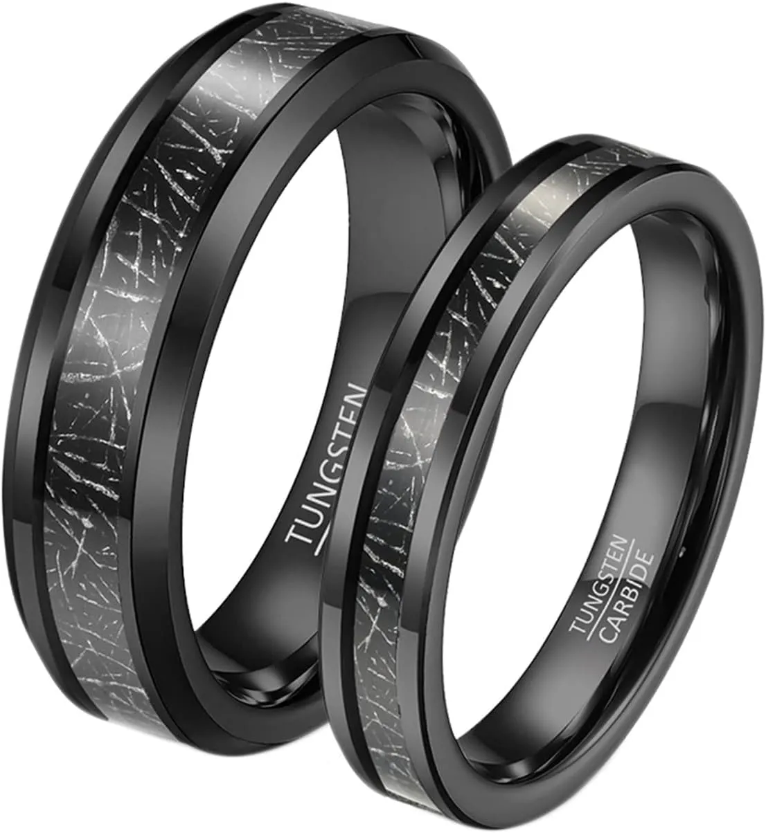 Couple Rings Personalized, Black Tungsten Carbide Rings for Men 4mm 6mm Ring Inlay Metal Proposal Couple Ring