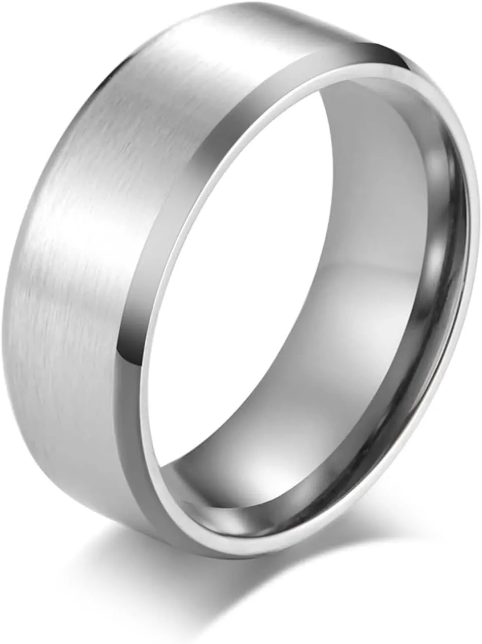 Couples Rings Custom Rings Wedding Couple,Stainless Steel Rings Band 6/8MM Silver Ring with Brushed Round Anniversary Rings Couple