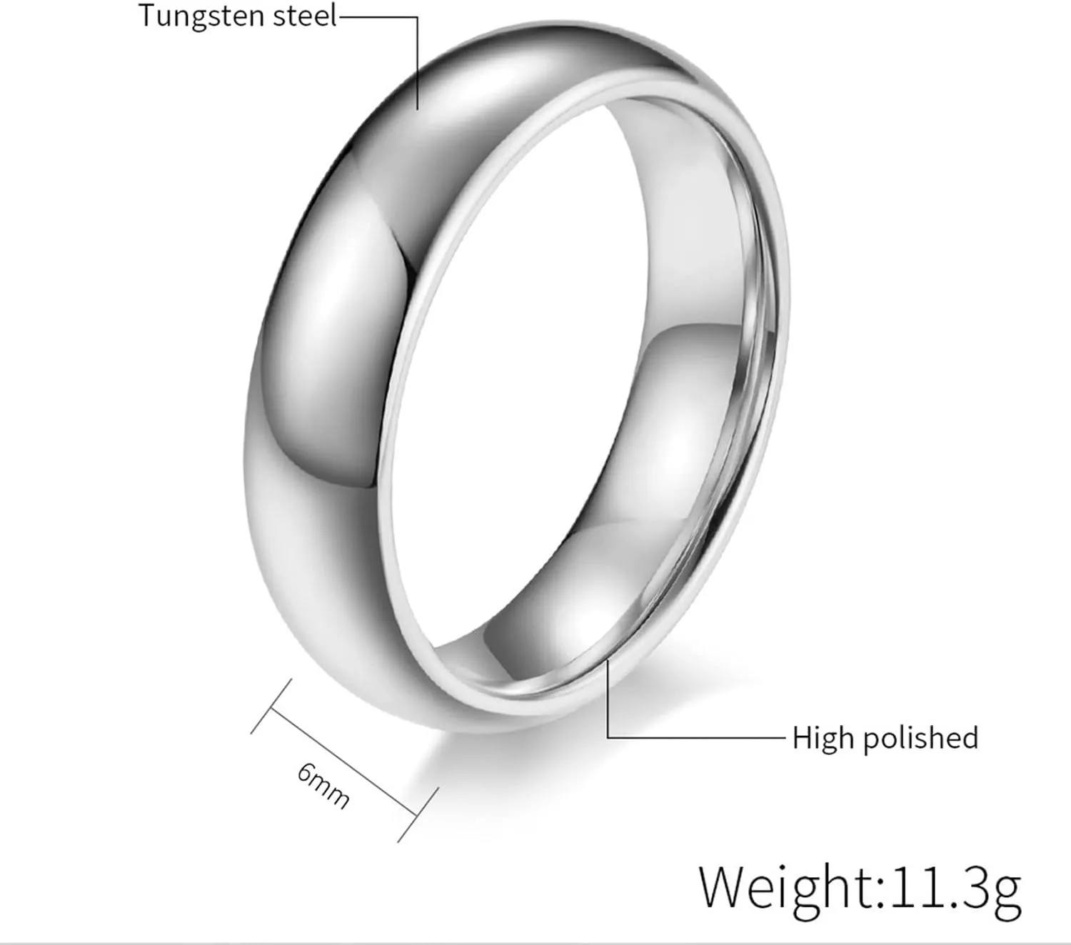 Couples Rings for Him and Her Set, Tungsten Ring Men 6mm 8mm Silver Polished Ring Valentine's Day Couple Rings