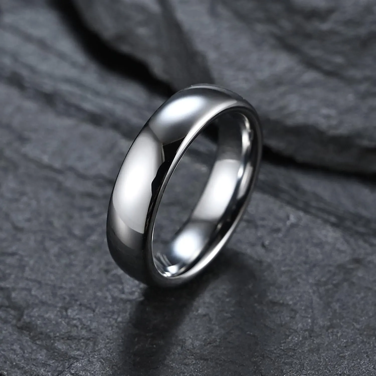 Couples Rings for Him and Her Set, Tungsten Ring Men 6mm 8mm Silver Polished Ring Valentine's Day Couple Rings