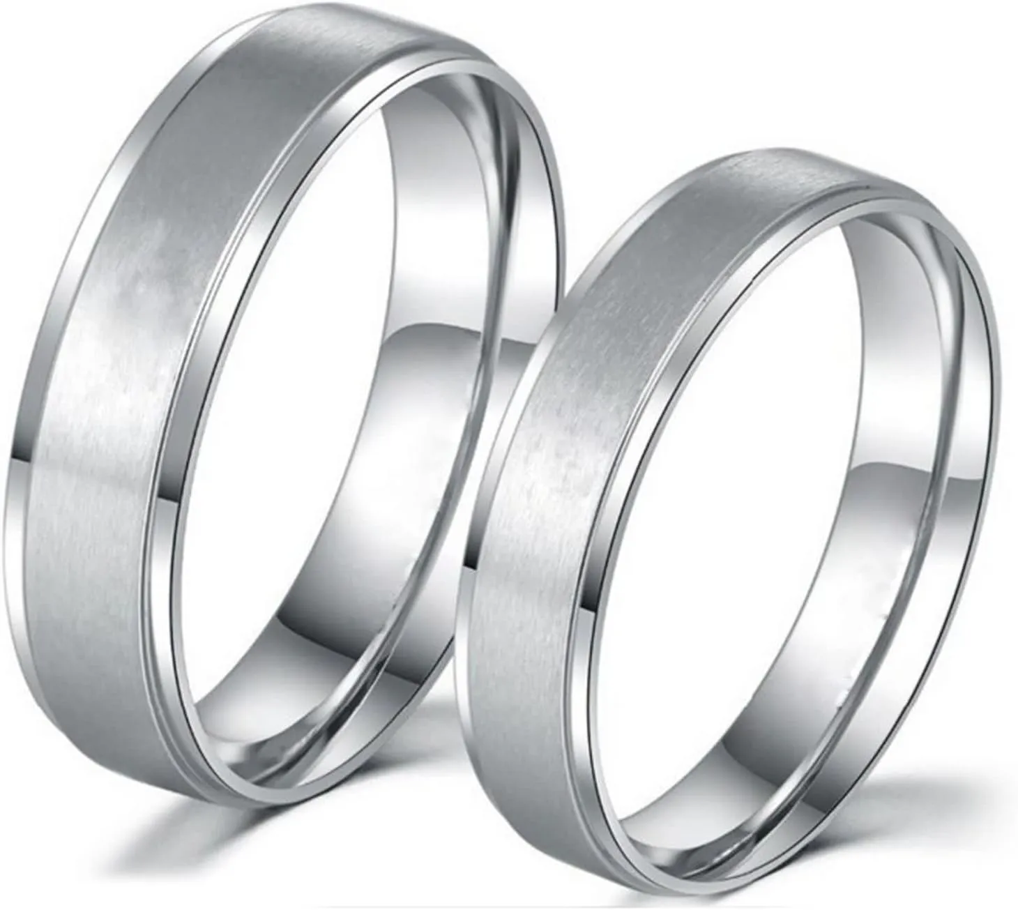 Couples Rings Promise Rings, Women's Engagement Rings Set High Polished Comfort Fit Couples Models